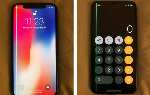 iphoneX手机屏幕为什么会出现绿线？